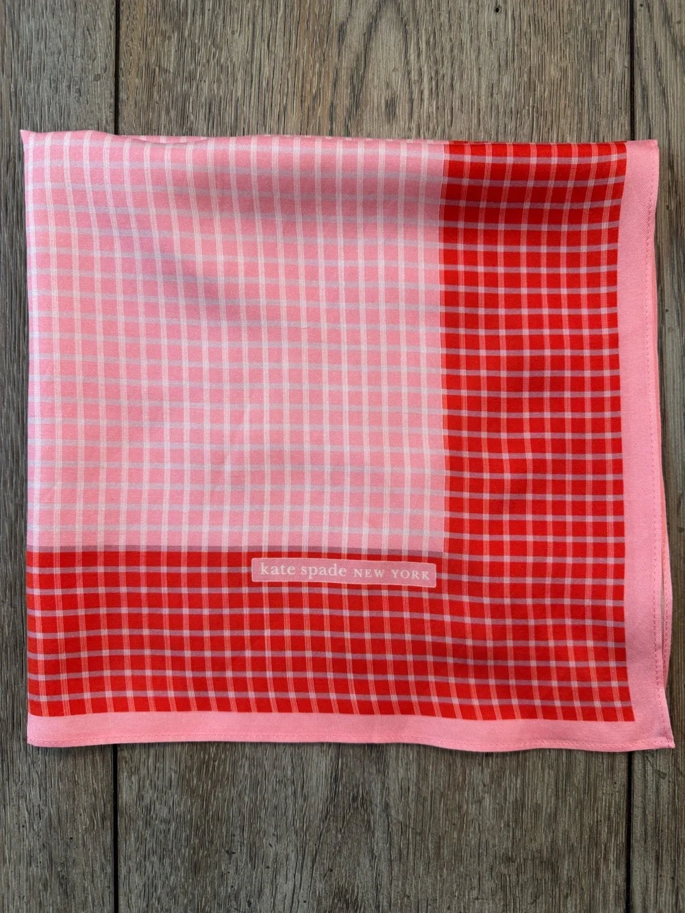 Kate Spade Petite Windowpane Block Bandana Scarf - Red and Pink